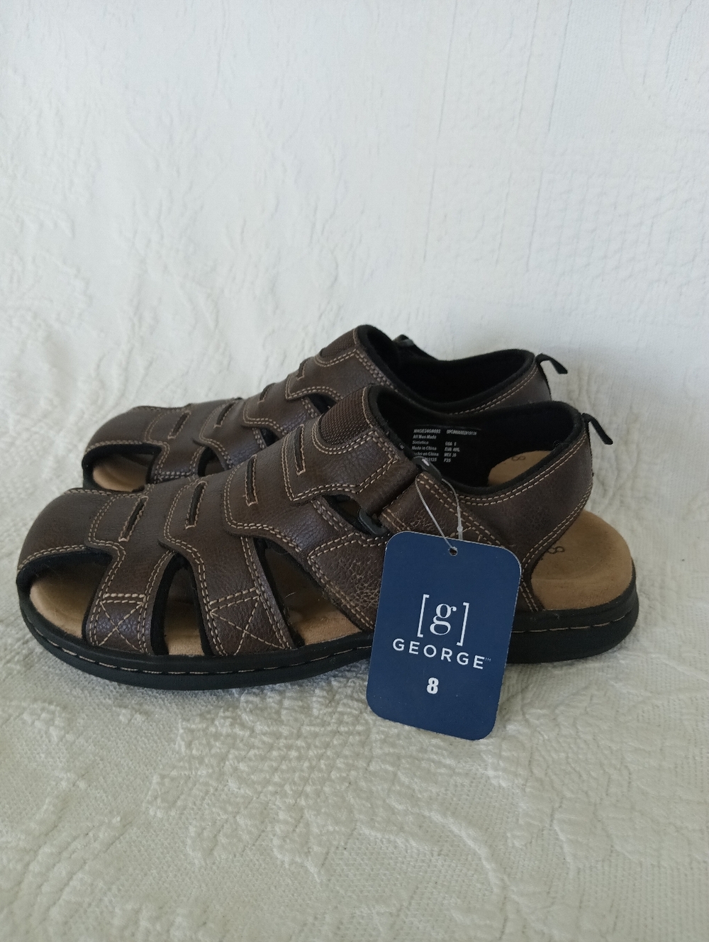 George Brown Fisherman-Style Leather Sandals Basic Closed Toe Hiking Outdoors 8 - Picture 3 of 8